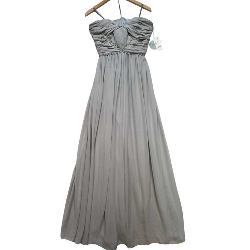 Pearl Georgina Chapman Of Marchesa Womens Formal Midi Dress Gown Sz 12 Pure Gray